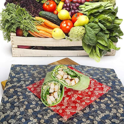 Zelten Beeswax Reusable Food Wraps - (3 Packs, 3 Sizes S,M,L) Plastic and Silicone Free, Eco-friendly Wrap, Wax Paper for Food,Tangerine