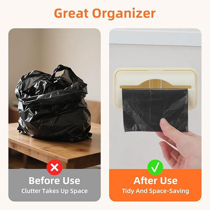 JINGIHE 4 Pcs Trash Bag Holder with 200 Garbage Bags, Adhesive Space-Saving Plastic Bag Dispenser, Kitchen Storage Organizer for Wall Mount Under Sink Inside Trash-can Washroom