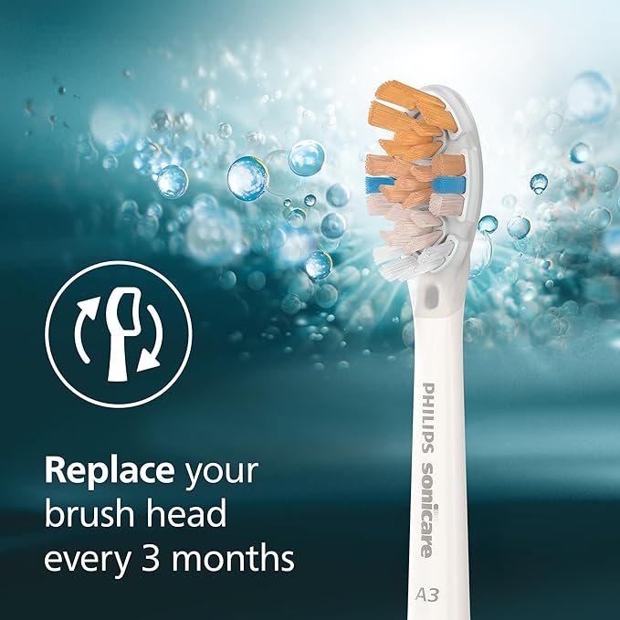 Philips Sonicare A3 All-in-One - Genuine Replacement Electric Toothbrush Heads, White, 4 Pack One Year Supply, HX9094/65