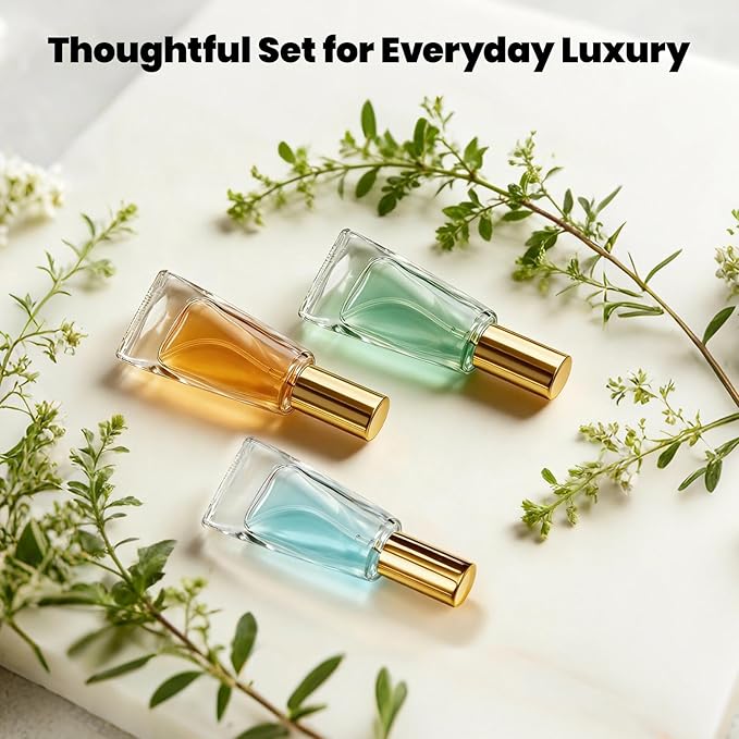4PCS 10ML Glass Perfume Bottle Set, Tube-Shaped Portable Perfume Bottles Refillable With Dispenser Tools, Empty Atomizer Pocket Spray Bottle for Cologne Dispenser, Travel and Sample Container