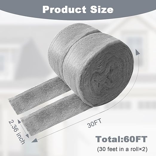 Storystore Steel Wool Mice Control, 46 FT Stainless Steel Wool Fill Fabric Roll, Gap Blocker Coarse Wire Hardware Cloth DIY Kit for Holes, Wall, Garden, Kitchen, Pipeline in Garage
