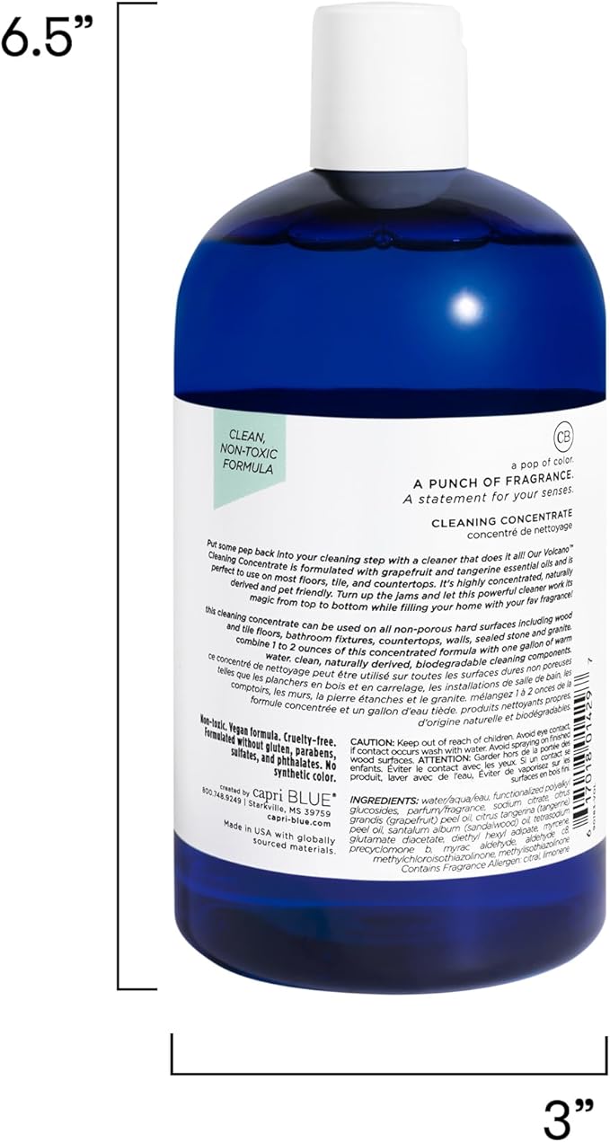Capri Blue Volcano Cleaning Concentrate - Multi Purpose Cleaner - Cleaning Products Safe for Floors, Tile, Countertops & More - Vegan & Cruelty Free - Non-toxic Cleaning Supplies (16 fl oz)