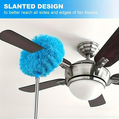 Flexible Dusting Tool Duster - Extendable Microfiber Cleaner, Household Ceiling Fan Remover | Telescopic Dust Removal Wand System, Bendable Head Attachment with Soft Grip for High Furniture Surfaces