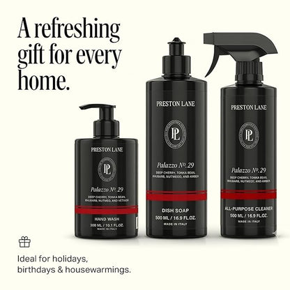 Preston Lane Luxury Kitchen Set – Hand Wash, Dish Soap & All-Purpose Cleaner | Plant-Powered Cleaning Essentials Bundle with Fine Italian Fragrance, Palazzo No. 29 Scent
