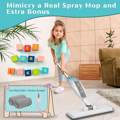 Toddler Mop that Really Works - Kids Spray Mop - Mini Size Cleaning Toy Set, Interactive Pretend Play Montessori Toys Gift for Toddlers Boys Girls Ages 3-6