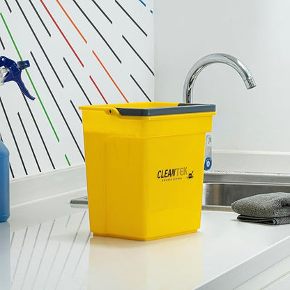 Restaurantware-Clean Tek Professional 4 Quart Cleaning Bucket, 1 Utility Pail with Handle - Heavy-Duty, Portable, Yellow Plastic Washing Pail, Perfect for Household, Outdoor, Car Wash and More
