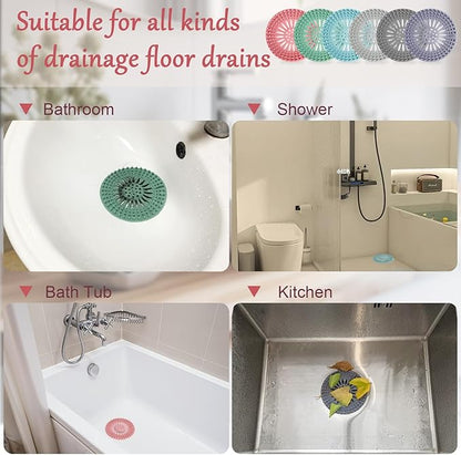 KTOJOY Bathroom Sink Drain Strainers, Hair Catcher Shower Drain Covers Protector - Flexible TPR Material, Multi-Color for Tub Shower Sink, 6 Pack