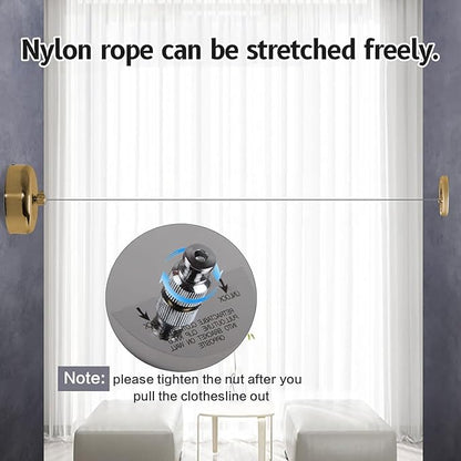 Retractable Clothesline, 304 Stainless Steel Retractable Laundry Line Indoor Heavy Duty Shower Clothesline Clothes Line Wall Mounted Retractable Laundry Line Laundry Accessories(Bronze)