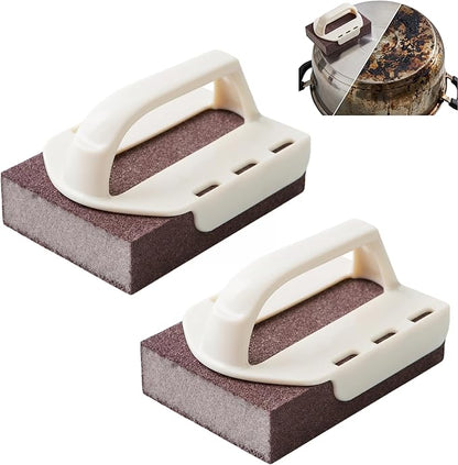 Magic Emery Cleaning Sponge,Heavy Duty Nano Sponge Eraser, Magic Carbide Cleaning Sponge for Rust & Grease Remover, Steeli Sponge Alternative, Magic Eraser Sponge for Pans(2sponge with 2 Handle)