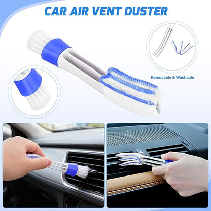 Nilight 15PCS Car Detailing Kit Auto Cleaning Tools Wash Set with Storage Carry Bag Beginners Easy to Use for Interior Exterior Car Care Clean Windshield Dashboard Seat Air Vents Wheels Tires, Blue