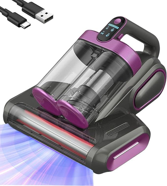 hwqsad Amroo Bed Vacuum, Amroo Mattress Vacuum, with 253.7nm Uv-C Light, 16kpa Strong Suction, Hepa Filter, Effectively Clean Up Bed/Mattress/Sofa/Carpet (Purple)