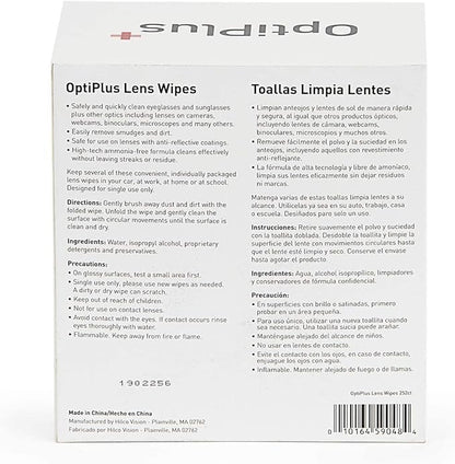OptiPlus Eyeglass Lens Wipes l Pre-Moistened l Cleaning Wipes for Glasses, Smart Phones, Optical Lens, Goggles, and Watch Screen l Quick-Dry & Scratch-Free | 252 Count (504 Count (Pack of 1))