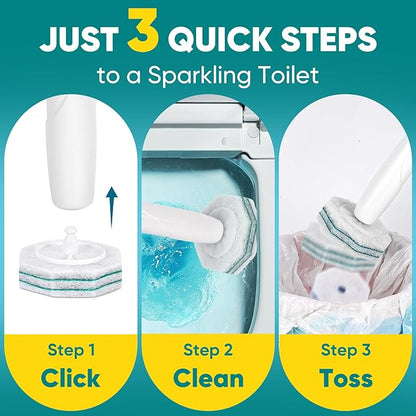 30Ct Aromative Toilet Brush Refills, Toilet Bowl Cleaner Refills, Double-Layer Cleaning Pads Added, Compatible with Most Toilet Brushes，Rainforest Scent（Patented）