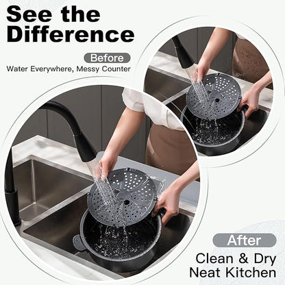 Silicone Sink Splash Guard – Extra-Long 19.3" Water Protector for Kitchen & Bathroom, No-Slip, Heat-Resistant, Dishwasher Safe (19.3 * 3.3 * 2in) (grey)