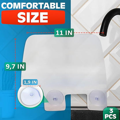 3 Pcs Sink Splash Guard Suction Cup - 9.7x11" Splash Guard Sink Splatter Screen Set, Long-Lasting and Easy to Clean Dishwashing Accessories for Kitchen, Durable, Lightweight, and Easy to Use
