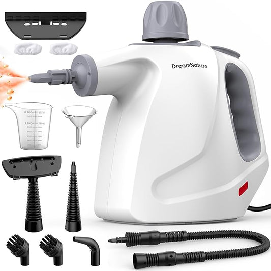 Pressurized Handheld Steam Cleaner-11-Piece Accessories, 15.2OZ Tank Hands-Free Steamer for Cleaning, Portable Handheld Steam Cleaner for Home, Upholstery, Car, Floor, Grout & More