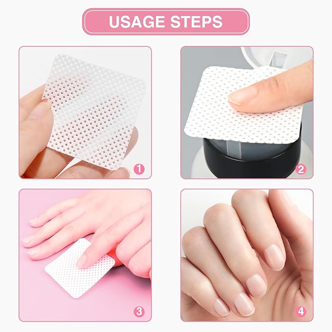 BLUERISE Lint Free Nail Wipes Nail Polish Remover Pads Soft Absorbable Eyelash Extension Glue Cleaning Wipes Pink 600pcs