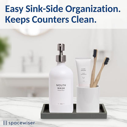Spacewiser Countertop and Vanity Tray - Small 7.7" Silicone Tray for Soap Dispenser Bottles, Bathroom Trays, Kitchen Sink Soap Trays, Sink Caddy Kitchen Sinks Organizer, Soaps Dish & Sponge Holder Mat