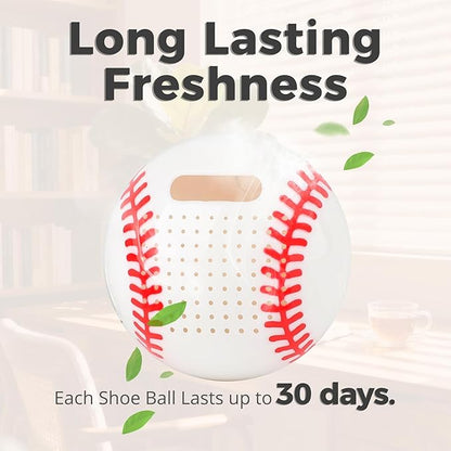Knixmax Shoe Deodorizer Balls Strong, Odor Eliminator for Sneaker Gym Bag Closet Locker, Unpleasant Smell Remover Ball for Men Women Teens, 6 Packs Fresh Linen Baseball