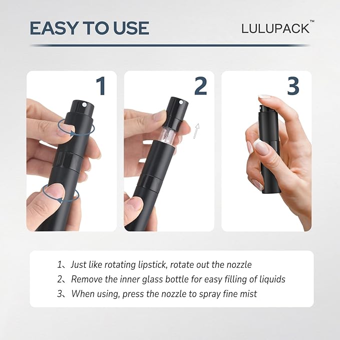 Lulupack Travel Perfume Bottle Refillable - Cologne Spray Atomizer Mini - Small Travel Size Empty Sprayer for Refill Sample Container - Portable Fragrance Decant Dispenser for Women Men 8ml 6PCS Red