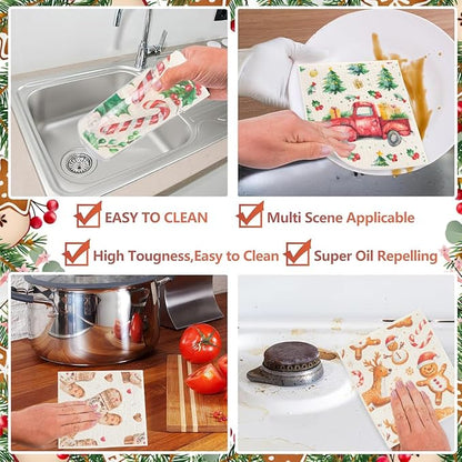 6 Pack Swedish Dishcloths for Kitchen |Watercolor Dish Towels | Reusable Paper Towels Washable | Non-Scratch Cellulose Sponge Cloths | No Odor, Biodegradable, Swedish Cloths, Watercolor