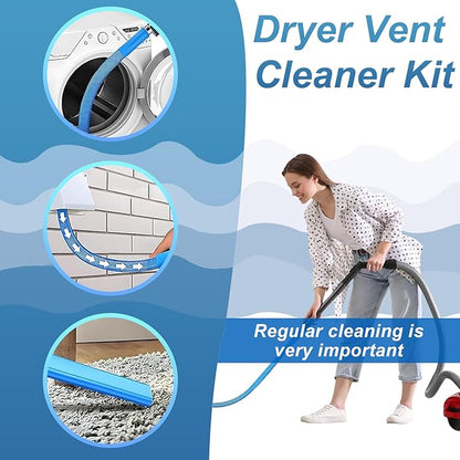 Upgraded Dryer Lint Vent Cleaner Kit: Flexible Vacuum Hose Attachment for Lint Removal |Universal Vacuums Deep Cleaning Brush for Clogged Ducts