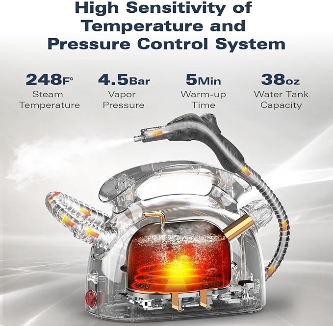 Waitbird Steam Cleaner, Steam Cleaner For Home, Handheld Steamer For Cleaning With 21 Accessories, 248 °F High Temperature, Suitable for Grout, Floor. Sofas（White）