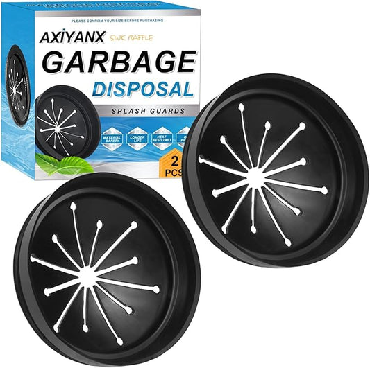 3 3/8" Inch Sink Splash Guard - Rubber Garbage Guard and Disposal Stopper for Whirlaway, Waste King, and GE Models (Black 3 3/8 in)