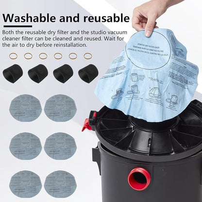 XSPANDER 6x Filters 90107/90137 and 4x Foam Sleeve 90585 & 6x Retaining Bands Fit for shop vac mini 1 gallon: 2011600(2E200); 1x1 vac: 2010100; Fit for Shop vac hang up (2015 Model)（16 Pieces)