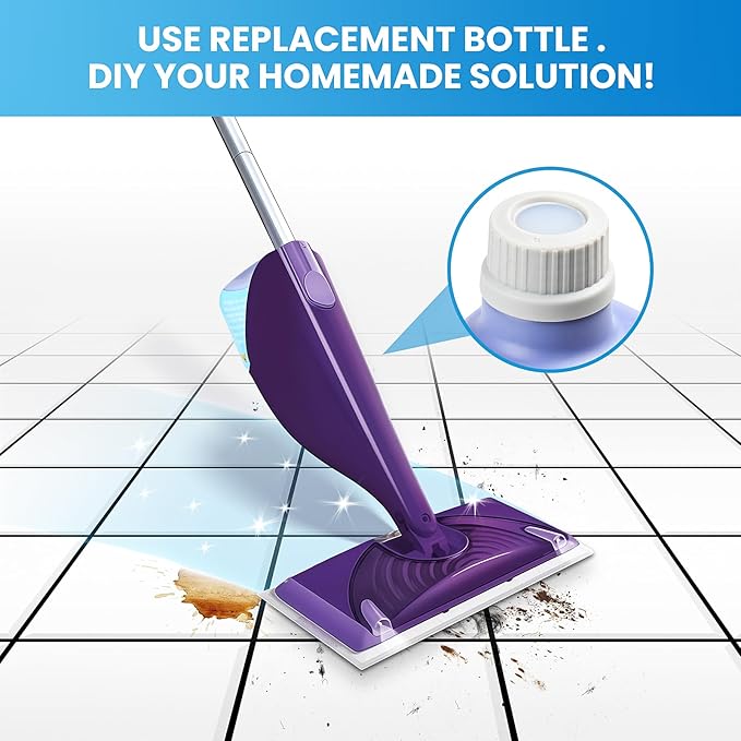 Bisenkud 2 Pack Refillable Bottle for Swiffer® Wet Jet™ Mop - 500ml /17 FL OZ - Leak-Proof HDPE Solution Bottle, Empty，Not for Power mop