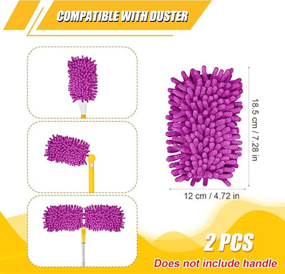 2pcs Duster Refills, Microfiber Dusters Heavy Duty Refills 360 Ceiling Fan Duster Replacements Reusable Hand Dusters for Cleaning (Purple)