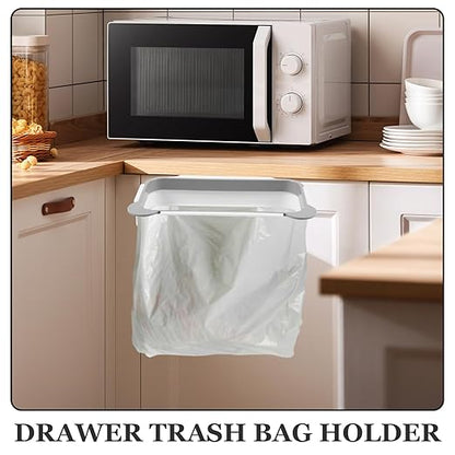 Ipetboom Hanging Trash Bag Holder Over The Drawer Kitchen Garbage Bag Rack Cabinet Door Organizer Plastic Space-Saving Gray