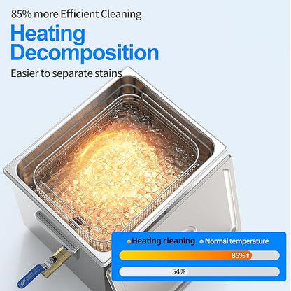 Granbo Ultrasonic Machine 10L 240W Jewelry Cleaner Ultrasonic Machine 40kHz with Heater Timer and Degassing,110V Digital Ultrasonic Jewelry Cleaner for Jewelry Glass Eyeglass Dental Parts Cleaning