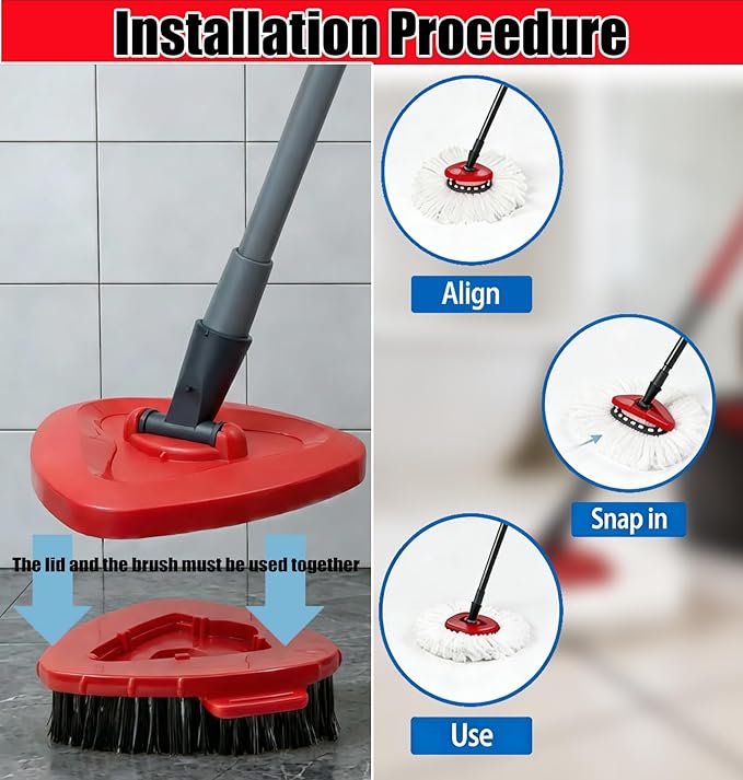 8Pcs Spin Mop Replacement Heads,Mop Replace Head Compatible with Ocedar Easywring 1-Tank System,Machine Washable & Easy to Replace.Including 6 Spin mop Replacement Heads, 1 Brush Head and 1 Base