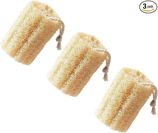 3-Pack Natural Dish Sponge Natural Loofah Sponges – Handheld Kitchen Dish Scrubber for Grease Removal, Plastic-Free Cleaning Tool