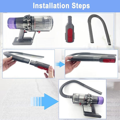 Upgraded Dryer Vent Cleaner Kit Compatible with Dryer Lint Vacuum Attachment for Dyson V7 V8 V10 V6 V11 V12 V15 Cordless Vacuum Cleaner Removes Deep Lint