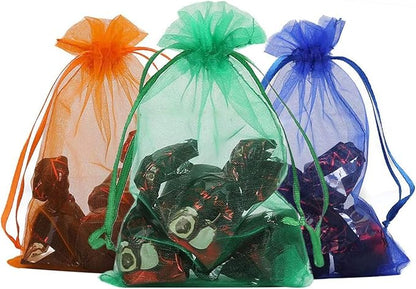 100pc 5x7 inches Gifts Wrap Bags Mixed Color,Organza Sheer Fabric,Drawstring Pouches for Baby Shower Favor,Jewelry,Christmas Ornament,Valentine Day,Bathroom Craft Soaps,Accessories Set,Hotel,Bracelets