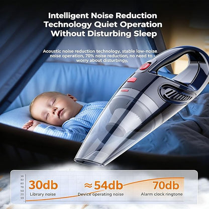 Oryzom Handheld Vacuum,Ultra-Powerful Cordless Handheld Vacuum, Portable Wet & Dry Cleaning, LED Light, Fast Charging, Lightweight & Low Noise, Compact Vacuum for Car and Home Use