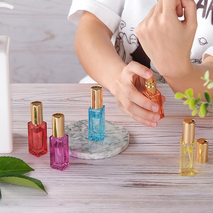 5pcs 6ml Refillable Perfume Bottle Travel Atomizer Set - Glass, Multi Color, High Precision Nozzle