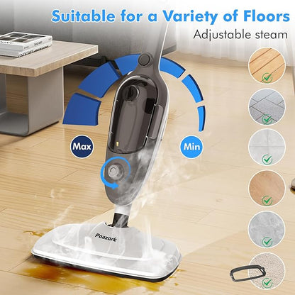 Steam Mop - All-in-one Detachable Floor Steamer with 11 Accessories, Multipurpose Steamer for Hardwood Floors, Clothes,Windows,Tiles,Carpet, Powerful Handheld Steam Cleaner for Home Use