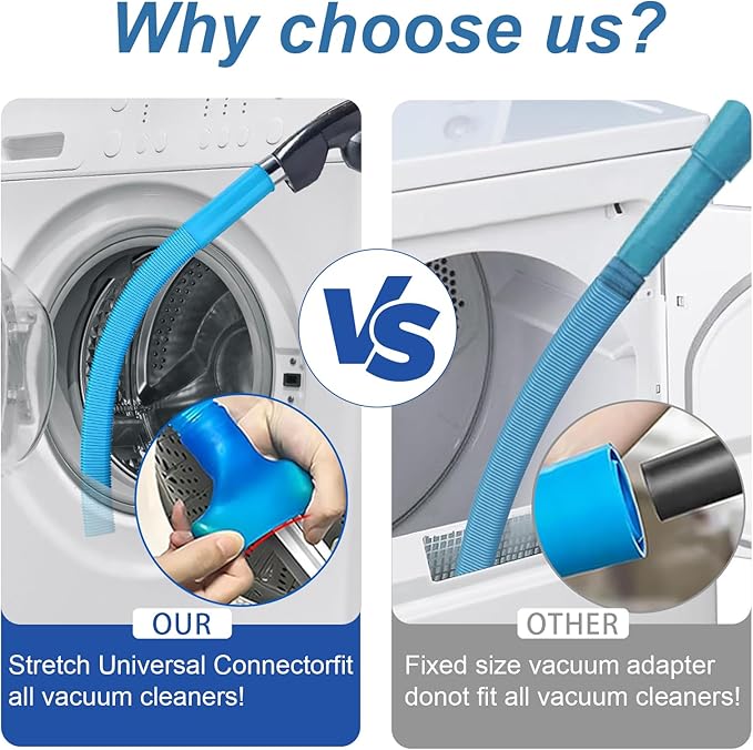 Upgraded Dryer Lint Vent Cleaner Kit: Flexible Vacuum Hose Attachment for Lint Removal |Universal Vacuums Deep Cleaning Brush for Clogged Ducts