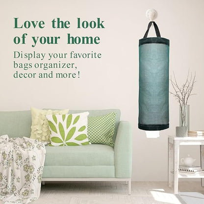 TOGETRUE Plastic Bag Holder, Mesh Grocery Bag Holder Hanging Storage Bag Dispenser (Dark Green 2 Packs)