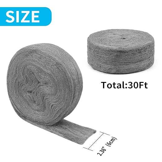 Steel Wool Roll, 30 FT Flexible Stainless Steel Wool Rolls Interstice Hole Filler, Barrier Wire Mesh Hole Fill Fabric, Control Gap Filter Keep Animals Away from Holes for House Garage
