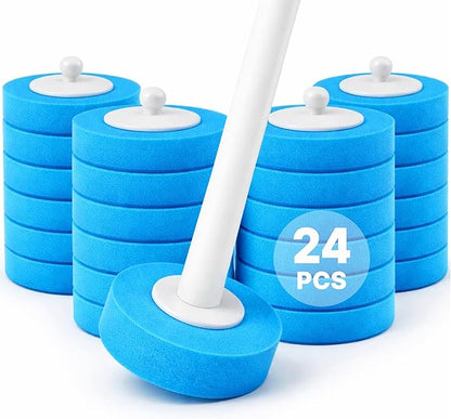 CiLoN 24 Count Carry Detergent Disposable Toilet Brush wand Refill Pads. 5-Layer Rich Foam Toilet Bowl Cleaning Sponge Head Refills. 24 Ocean Breeze Pre-Loaded Disposal Scrubbing Pads Only. Value Pack