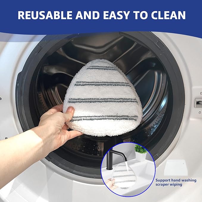 Flat Mop Head Replacements, Microfiber Mopping Pads Refills, 6-Pack Spin Mop Pads + 1 Plastic Pad &1 Scrape for Floor, Wall & Ceiling Cleaning - Fits EasyWring & RinseClean Systems