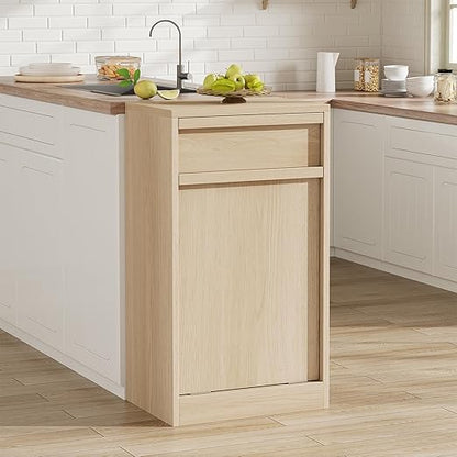 GarveeHome Tilt Out Trash Cabinet, Modern Trash Cabinet with 10 gal Storage, Hidden Freestanding Garbage Can Cabinet Laundry Hamper for Kitchen Dining Living Room