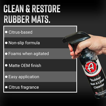 Adam's Rubber Mat & Liner Cleaner 16oz - Floor Mat Cleaner Restores Rubber, Plastic & Vinyl Mats For Car Detailing, Alos Works On Truck Bed Cargo Liners, Trunk Mat Accessories & More