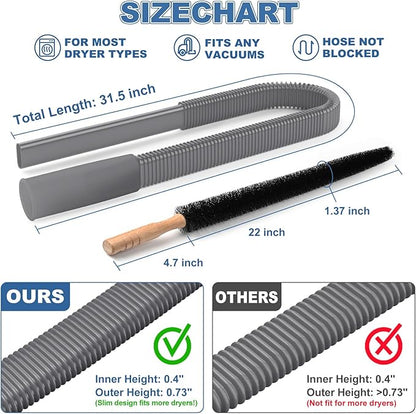 PetOde 2 Pieces Dryer Vent Cleaner Kit Compatible with Most Vacuum Cleaner, Dryer Lint Brush and Vacuum Hose Attachment, Quickly Lint Remover, Deep Gray