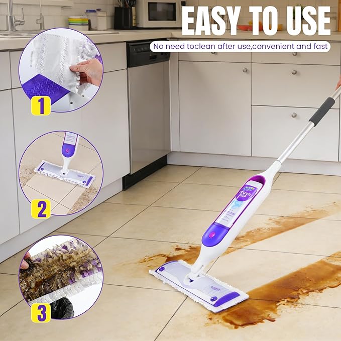 40 Pcs Power Mop Pads for Swiffer PowerMop 500+ Strips Multi-Surface Refill Pad Disposable Spray Mopping Pads Head Refills for Floor Cleaning (Quick-Absorb, No Residue & Disposable)