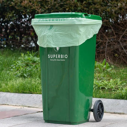 SUPERBIO 33 Gallon Compostable Yard Waste Bags, Lawn & Leaf Bags, 40 Count, ASTM D6400, BPI and OK compost INDUSTRIAL